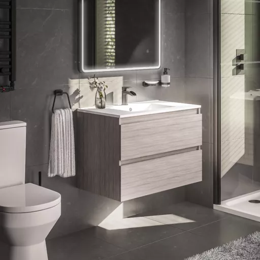 Olympia 80cm wall hung drawer unit Grey Oak
