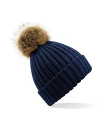 Faux Fur Pom Pom Chunky Beanie