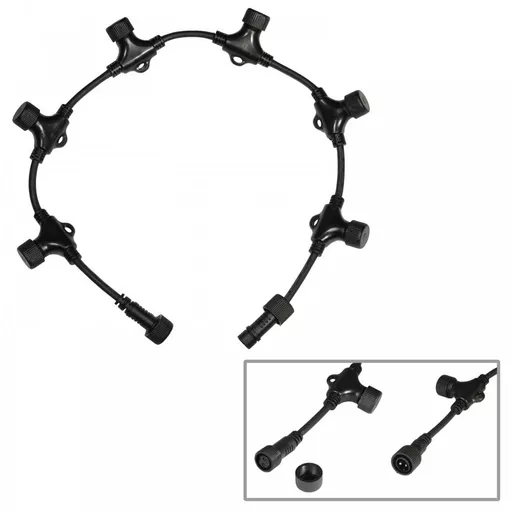 elumen8 String Light Adaptor Cable 1 in 6 Out 0.7m Black