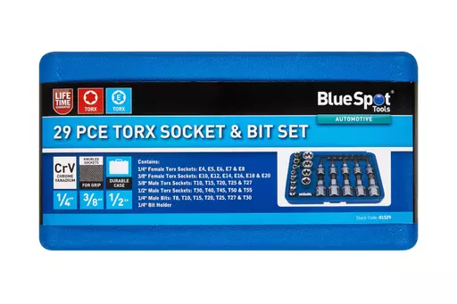 29 PCE Torx Socket + Bit Set (T10-T55) (E4-E20)