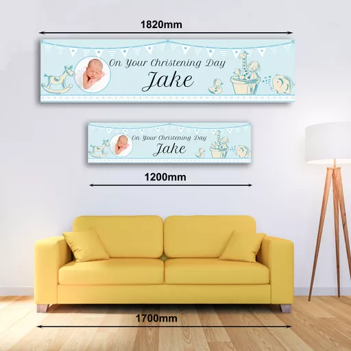 Personalised Banner - Christening Banner Blue