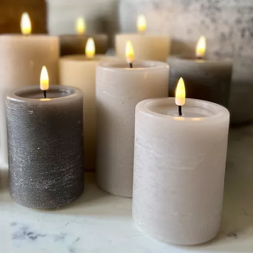 Unique Rustic LED Pillar Candle   7.5x10cm - Rose