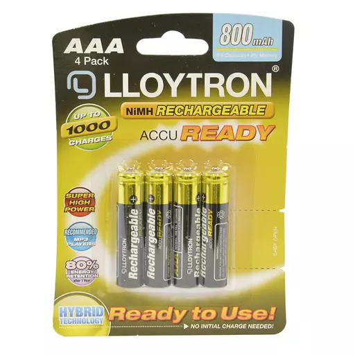 Rechargeable NIMH AccuReady Battery - AAA Type 800mAh Pk4