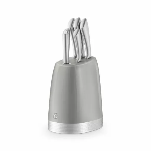 6 Piece Knife Block Grey