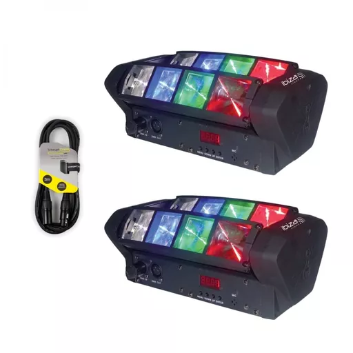 Ibiza Light LED8-MINI Mini Spider Light Twin Pack Bundle