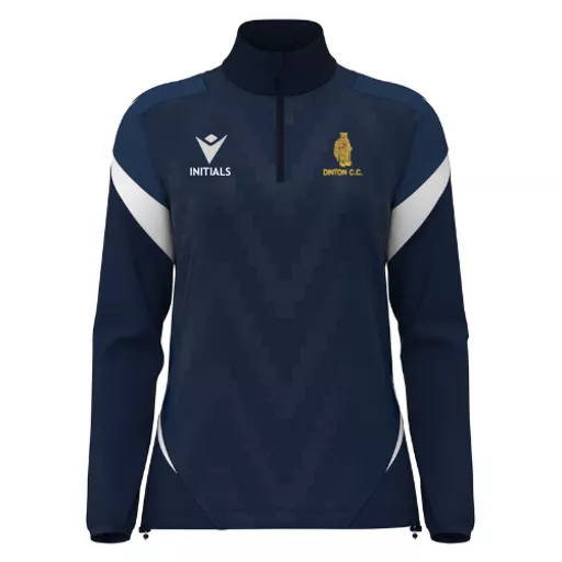 DintonCricketClub_LeonaLadiesQuarterZipTop_NavyWhite_Front.png