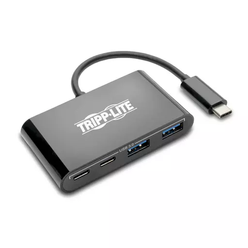 Tripp Lite U460-004-2A2CB 4-Port USB-C Hub, USB C to 2x USB-A, 2x USB-C, USB 3.0, Black