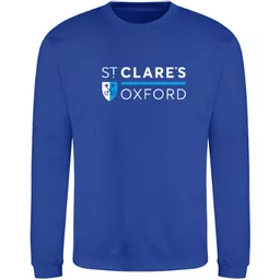 StClaresOxford_LeisureSweatshirt_BrightRoyal_Front.png