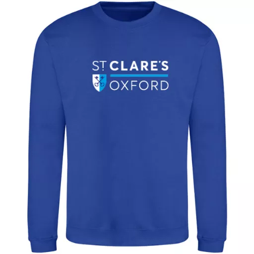 StClaresOxford_LeisureSweatshirt_BrightRoyal_Front.png