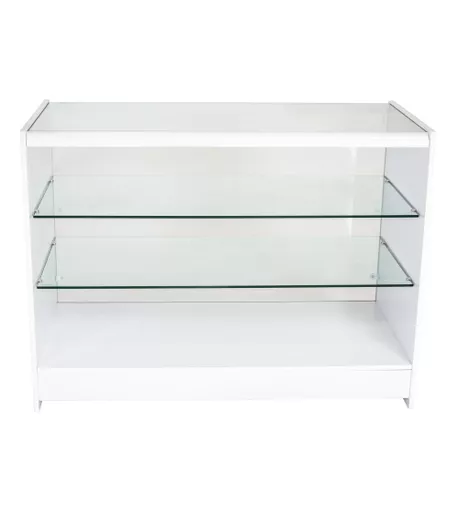 White Full Glass Display Counter - 1800mm x 600mm x 900mm