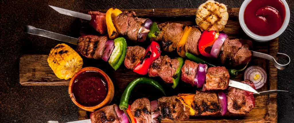 Air Fryer Chicken Kebabs with Mediterranean Vegetables