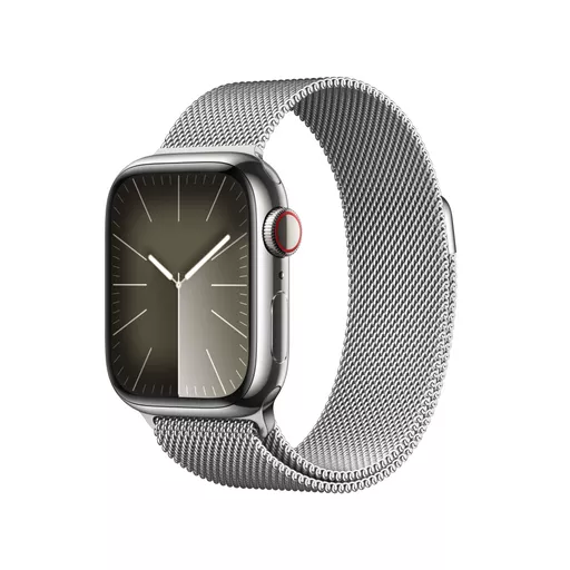 Apple Watch Series 9 GPS + Cellular 41mm Silver Stainless Steel Case w/ Silver Milanese Loop