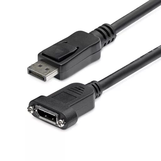 StarTech.com 3ft (1m) Panel Mount DisplayPort Cable - 4K x 2K - DisplayPort 1.2 Extension Cable Male to Female - DP Video Extender Cord with Panel Mount DP Connector - DP Monitor Cable