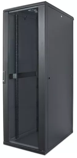 Intellinet Network Cabinet, Free Standing (Standard), 42U, Usable Depth 123 to 373mm/Width 503mm, Black, Flatpack, Max 1500kg, Server Rack, IP20 rated, 19", Steel, Multi-Point Door Lock, One Lock Per Side Panel, Three Year Warranty