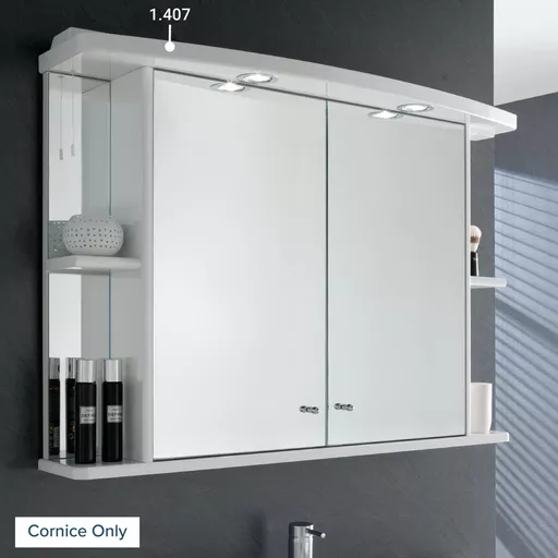 100cm light cabinet cornice, 2 spots White