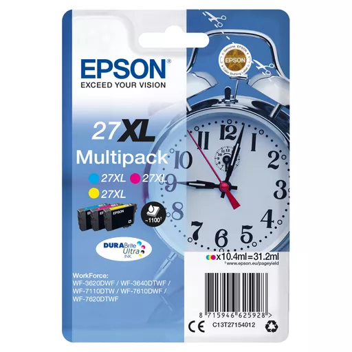 Epson C13T27154010/27XL Ink cartridge multi pack C,M,Y high-capacity, 3x1.1K pages 10.4ml Pack=3 for Epson WF 3620