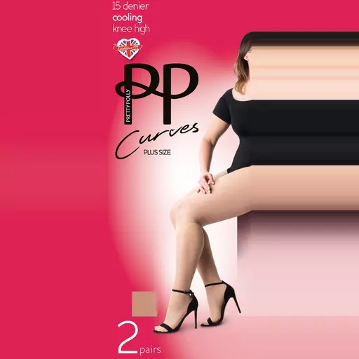 Pretty Polly Curves COOLING KNEE HIGHS  WIDE FIT  Black