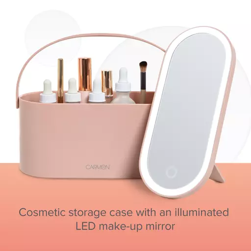 Light up deals mirror with storage