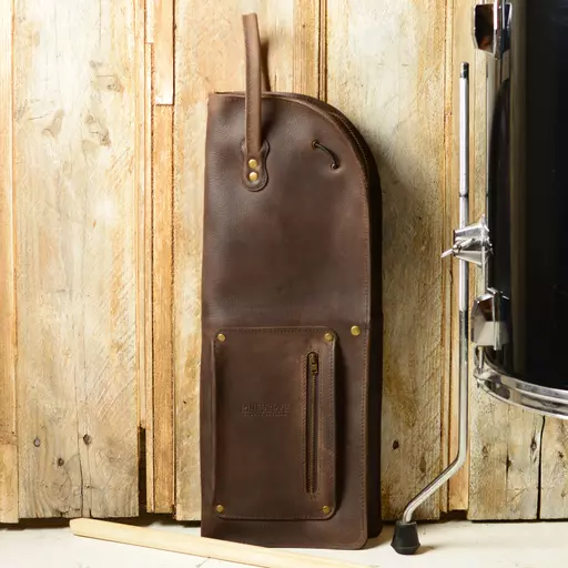 Vintage Style Leather Drumstick Bag - tobacco brown