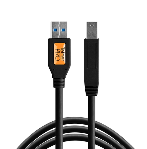 TetherPro USB 3.0 to USB Male B 4.6m Cable Black or Orange