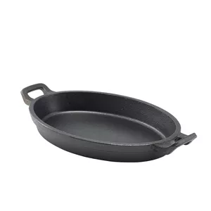24X17.3X3.4CM CAST IRON OVAL EARED DISH 