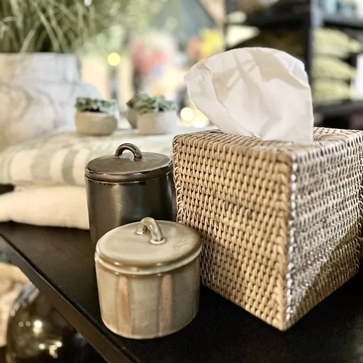 Rattan Square Tissue Box