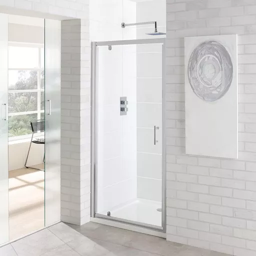 Vantage 6mm Easy Clean 1850mm x 700mm Pivot Shower Door - Chrome