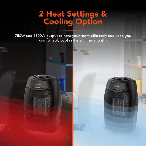 Ceramic Fan Heater with 2 Heat Settings 1500W