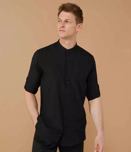 Henbury Mandarin Roll Sleeve Anti-Bac Wicking Shirt