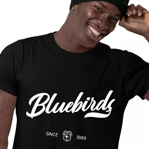 Cardiff City FC Rubber Print Men's T-Shirt - Black
