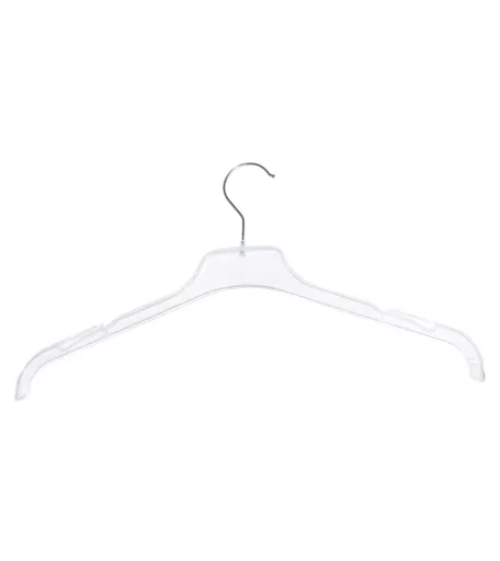 Clear Plastic Hanger with Shoulder Notches - 430mm (50 Pack)