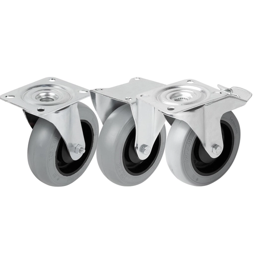 K1766 - Steel Plate Swivel and Fixed Castors With Soft Rubber Tyres