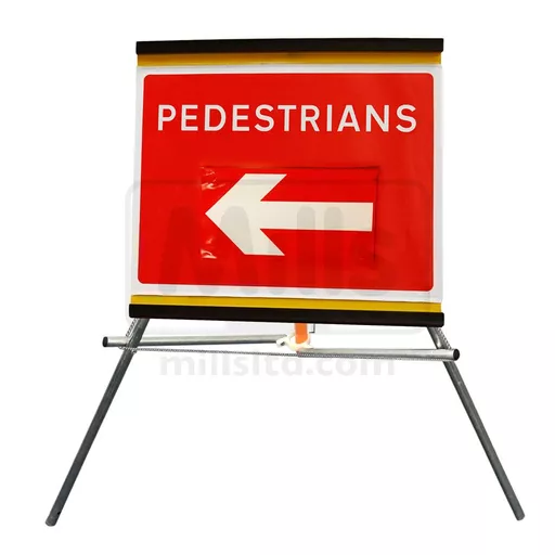 Pedestrians Reversible Arrow Collapsible Road Sign - 600 x 450mm