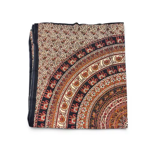 Bohemian Round Indian Elephant Mandala Cotton Tapestry Tablecloth