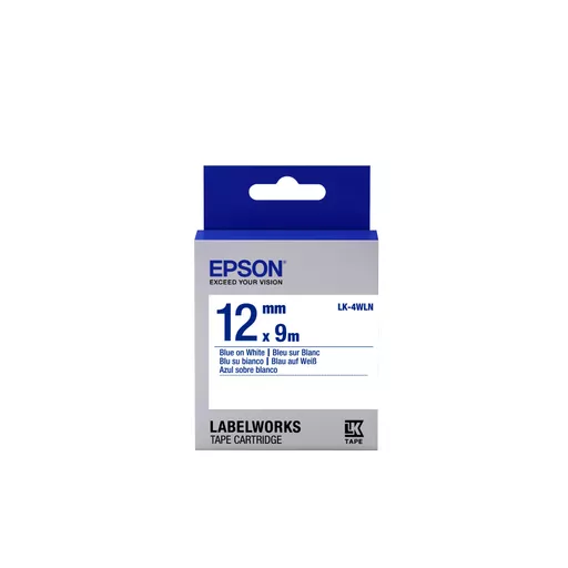 Epson C53S654022/LK-4WLN Ribbon blue on white extra adhesive 12mm x 9m for Epson LabelWorks 4-18mm/36mm/6-12mm/6-18mm/6-24mm