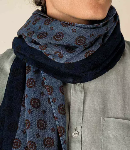 Spasso Blue Garnet Flowers Scarf