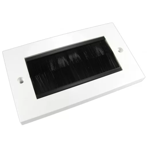 White Double Gang Black Brush Wall Plate