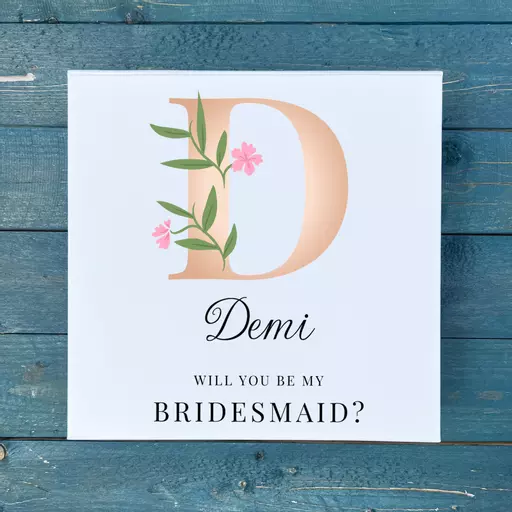 Personalised Bridesmaid Gift Box Initial and Pink Flower