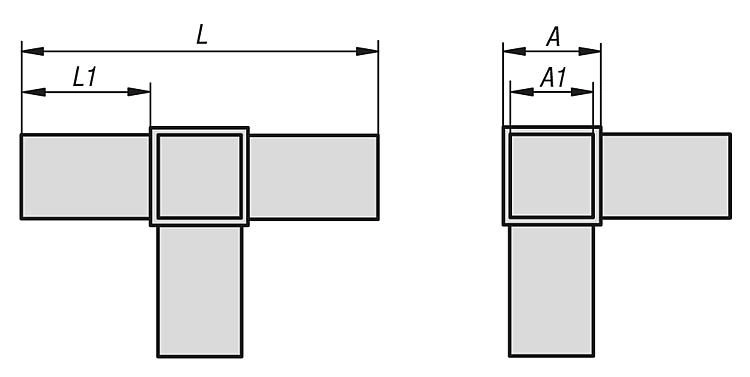 Tube Connector Plug. 4 Way. To Suit 20mm Square Tube. Plastic.