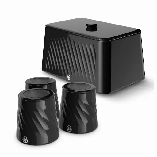 Swan Windsor Set of 3 Canisters and Bread Bin Storage Set