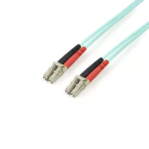 StarTech.com Fiber Optic Cable - 10 Gb Aqua - Multimode Duplex 50/125 - LSZH - LC/LC - 5 m~5m (15ft) LC/UPC to LC/UPC OM3 Multimode Fiber Optic Cable, Full Duplex 50/125µm Zipcord Fiber, 100G Networks, LOMMF/VCSEL, <0.3dB Low Insertion Loss, LSZH Fiber P
