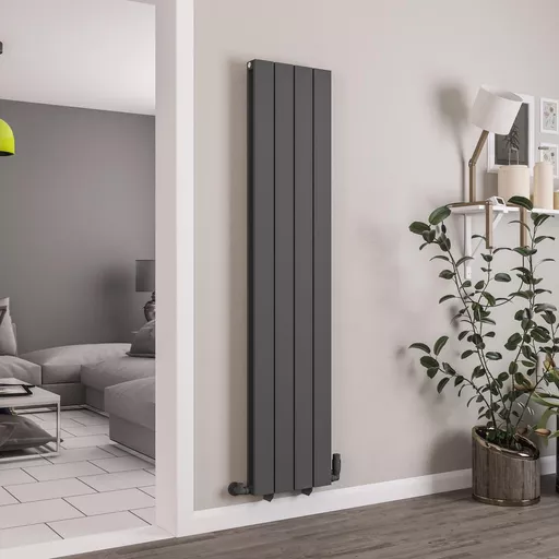 Queenswood 1800 x 388 Aluminium Radiator Matt Anthracite