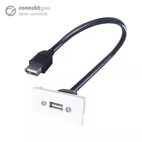 connektgear 0.35m AV Snap-In USB 2 Type A Module 25 x 50mm - Socket to Socket - White