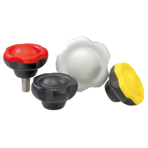 K0255 Inch - Five Lobe Grips In Plastic With Cap Parts In Steel And Stainless Steel