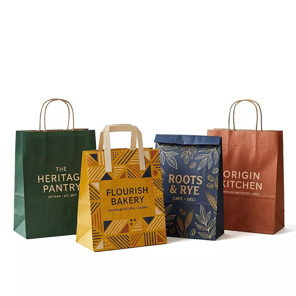 Custom printed branded takeaway bags for restaurants, cafes and retail