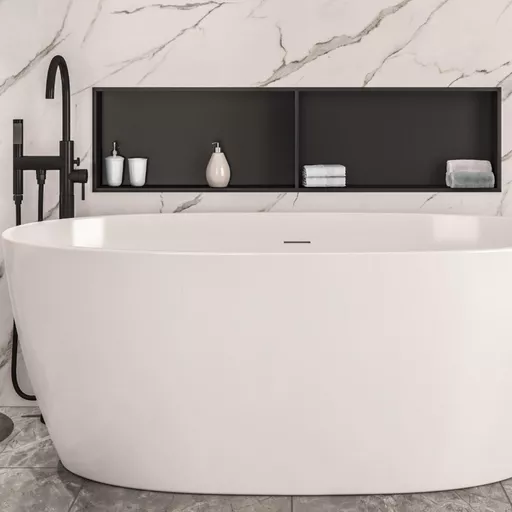1200x300mm Shower Niche with Shelf - Matt Black