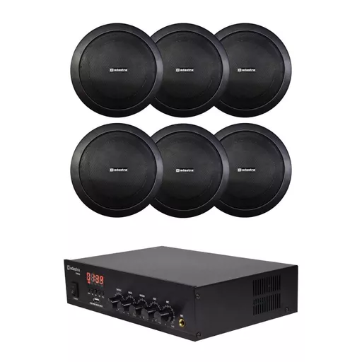 Adastra x6 Speakers & DM40 Smart Background Music System Pack - Black