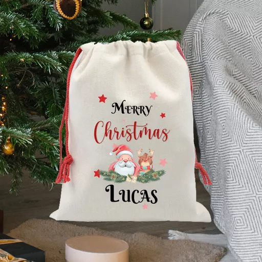 Personalised Santa & Reindeer Santa Sack