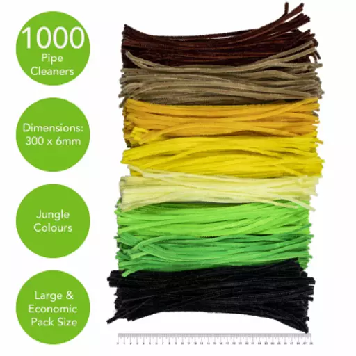 Pipe Cleaners Extra Long Jungle Assorted 1000 Pack