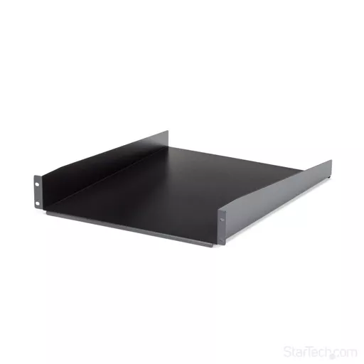 StarTech.com 2U Server Rack Shelf - Universal Rack Mount Cantilever Shelf for 19" Network Equipment Rack & Cabinet - Heavy Duty Steel – Weight Capacity 50lb/23kg - 22" Deep Tray, Black